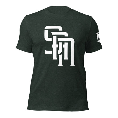 "SAN" Unisex Staple T-Shirt | E Luna Brand ELEMENT | 3 White Logos: Front, Left Sleeve & Back