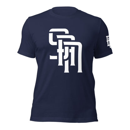 "SAN" Unisex Staple T-Shirt | E Luna Brand ELEMENT | 3 White Logos: Front, Left Sleeve & Back