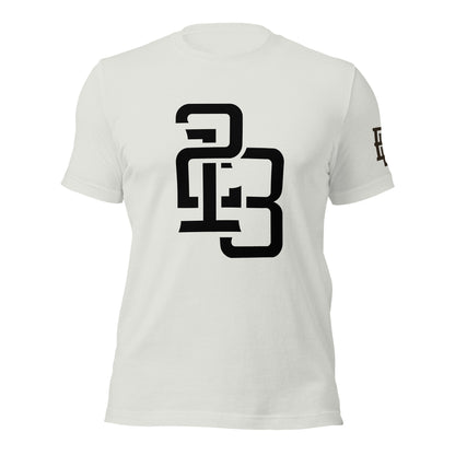 "213" Unisex Staple T-Shirt | Bella + Canvas 3001 | 3 Black Logos Including Large Back Logo