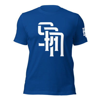"SAN" Unisex Staple T-Shirt | E Luna Brand ELEMENT | 3 White Logos: Front, Left Sleeve & Back